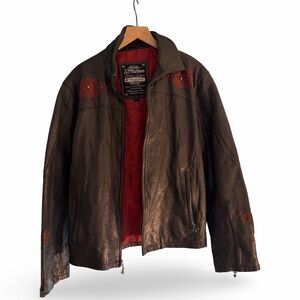 Vintage Limited Edition Affliction Men's Black Leather Motorcycle Bomber Jacket